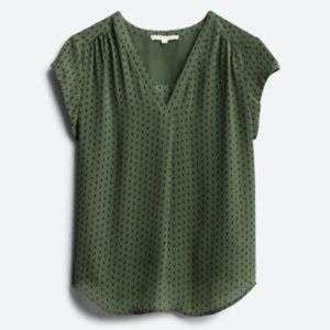 Fun2Fun Lilian V-Neck Blouse in Olive, size XL